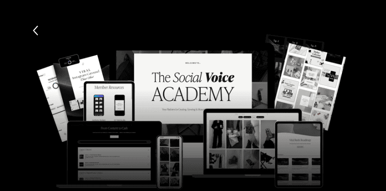 Digital platform for The Social Voice Academy with multiple devices.