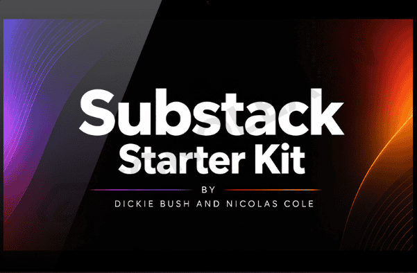 Substack Starter Kit cover image with bold text and colorful background.