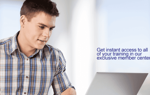 Young man using laptop for training at getWSOdownload.