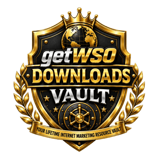 GetWSOdownload Vault logo with shield, globe, and crown for SEO.